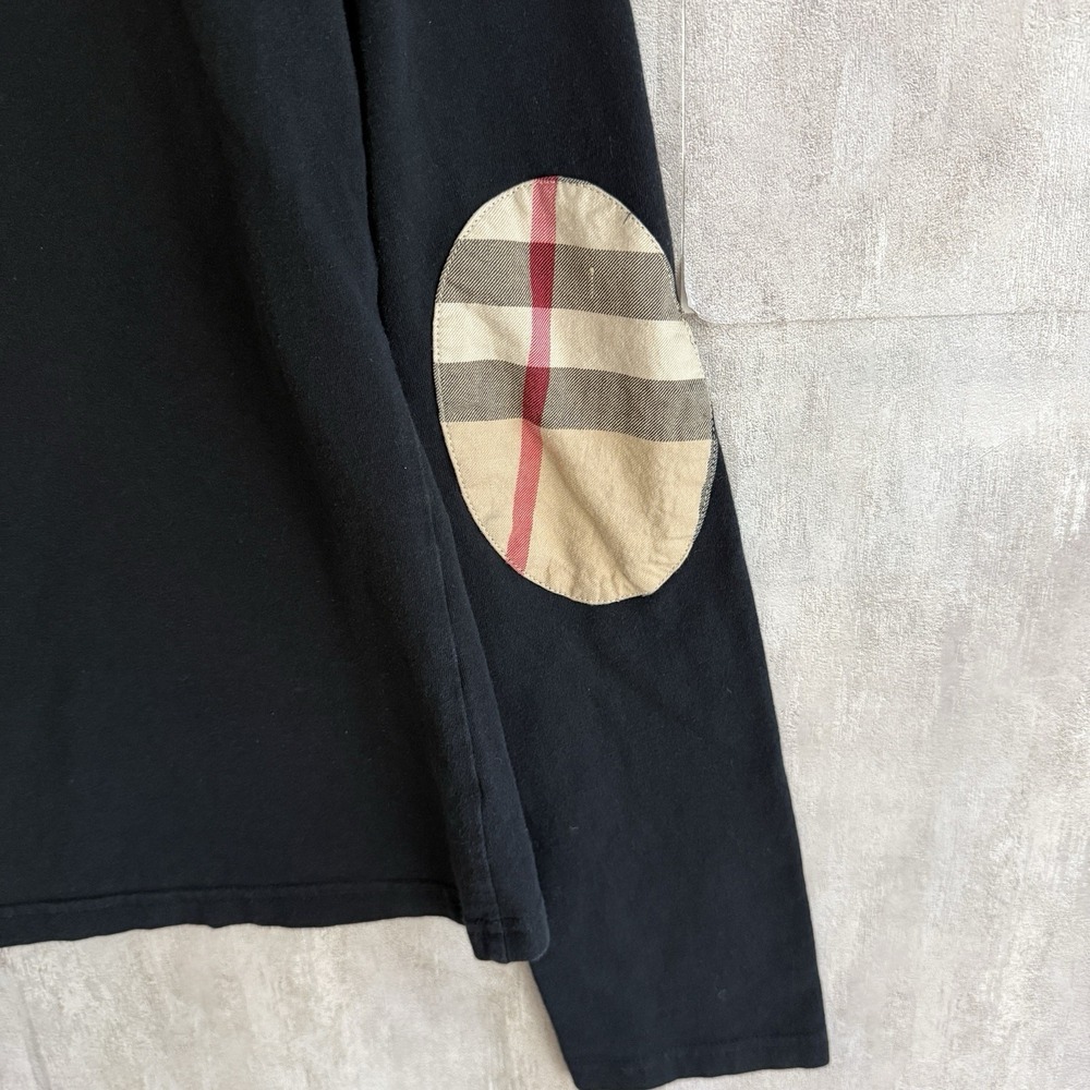 Burberry London Shirt Womens Large Long Sleeve Black Nova Check Elbow Patch READ - Picture 6 of 13